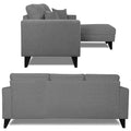 Adorn India Martin L Shape 4 Seater Sofa Set Plain (Right Hand Side) (Grey) (3 Year Warranty)