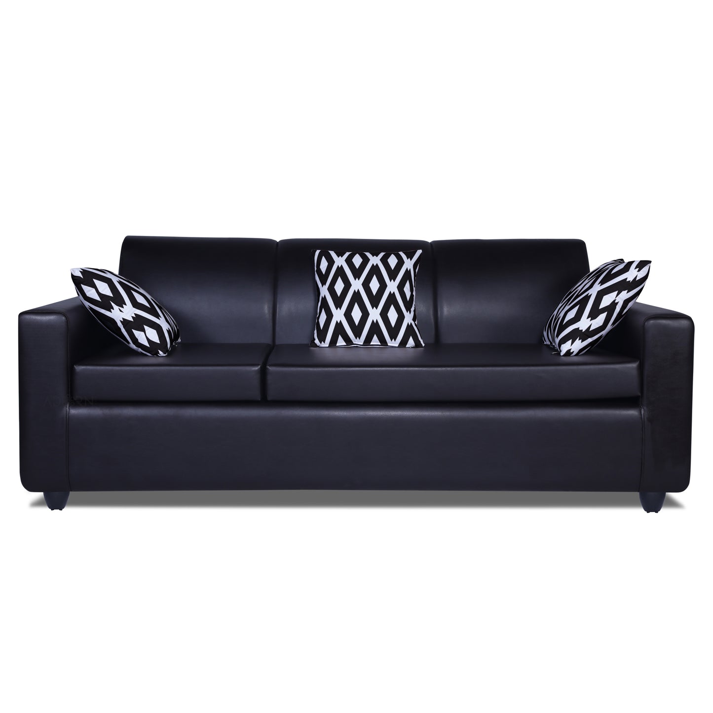 Adorn India Monteno Leatherette Modular Sofa Set (Black)