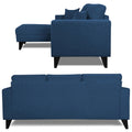 Adorn India Martin L Shape 4 Seater Left Hand Side Sofa Set Plain (Blue) (3 Year Warranty)