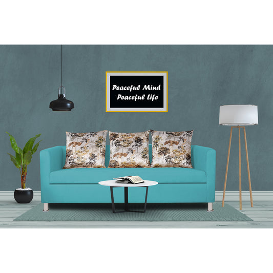 Adorn India Alita 3 Seater Compact Sofa (Aqua Blue)