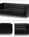Adorn India Exclusive Cosmos Leaterette Three Seater Sofa (Black)