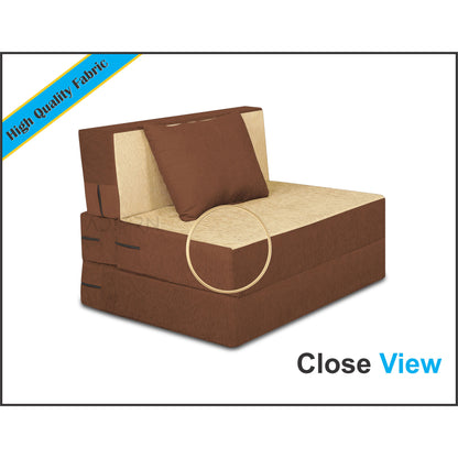 Adorn India Easy Single Seater Sofa Cum Bed 3'x6' (Brown and Beige)