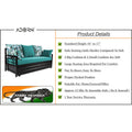 Adorn India Polar Black Metal Three Seater Sofa Cum Bed with Storage (6 x 5) (Aqua Blue)