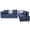 Adorn India Mclain L Shape 6 Seater Sofa (Blue)
