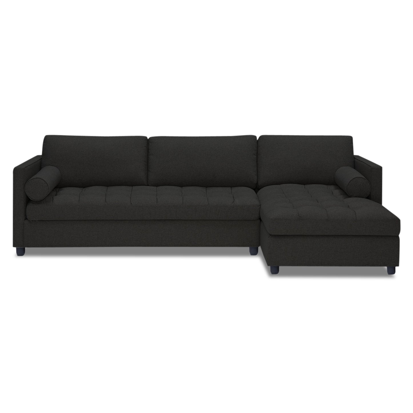 Adorn India Alexander L Shape 6 Seater Sofa (Right Side Handle)(Black)