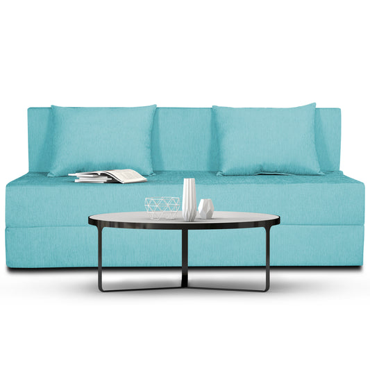 Adorn India Easy Three Seater Sofa Cum Bed Alyn 5'x 6' (Aqua Blue)
