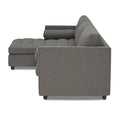 Adorn India Alexander L Shape 7 Seater Sofa Set with Ottoman Puffy LHS (Light Grey) (3 Year Warranty)