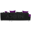 Adorn India Adillac 5 Seater Corner Sofa(Right Side)(Dark Purple & Black), Wood, Foam