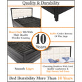 Adorn India Calypso Wrought Iron Bed with Back Cushion Queen Size Box Spring Storage (Without Mattress; Matte; Black)