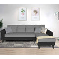 Adorn India Maddox Plain Two Tone L Shape 6 Seater Sofa Set RHS (Grey & Black) (3 Year Warranty)
