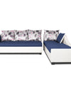 Adorn India Aliana L Shape Leatherette Fabric 6 Seater Sofa (Blue & White)