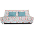 Adorn India Roselyn 3 Seater Sofa Cum Bed Digitel Print (Aqua Blue), Wood, Foam