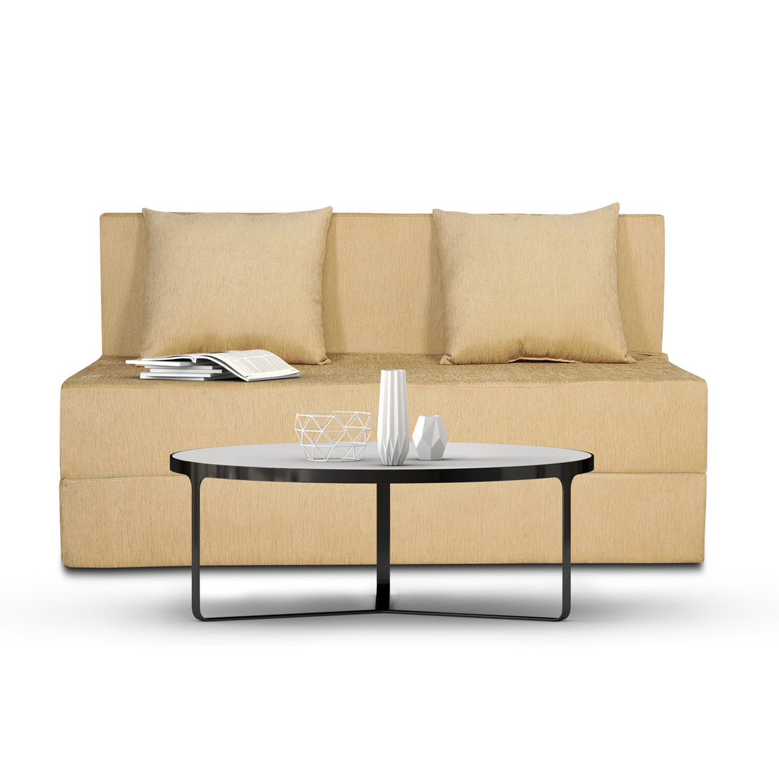 Adorn India Easy 2 Seater Sofa Cum Bed Alyn 4'x 6' (Beige) (1 Year Warranty)