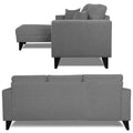 Adorn India Martin L Shape 4 Seater Sofa Set Plain (Left Hand Side) (Grey) (3 Year Warranty)