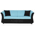 Adorn India Acura 3 Seater Sofa(Light Blue & Black), Wood, Foam