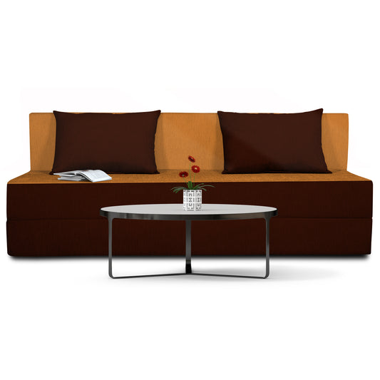 Adorn india Easy Three Seater Sofa Cum Bed(Camel & Brown) 6'x6'