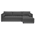 Adorn India Alexander L Shape 7 Seater Sofa Set with Ottoman Puffy RHS (Dark Grey) (3 Year Warranty)