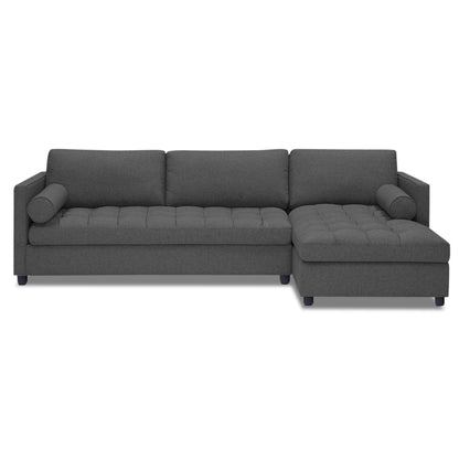 Adorn India Alexander L Shape 6 Seater Sofa (Right Side Handle)(Dark Grey)