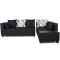 Adorn India Mclain L Shape 6 Seater Sofa (Black)