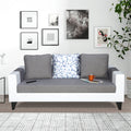 Adorn India Ashley Digitel Print Leatherette Fabric 3 Seater Sofa (Grey & White) (3 Year Warranty)