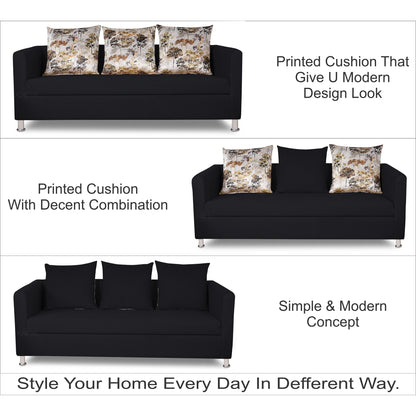 Adorn India Alita 3-1-1 Compact 5 setaer Sofa Set (Black), Wood, Foam