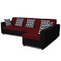 Adorn India Rio High Back L Shape 6 Seater Sofa Set (Right Hand Side) (Maroon & Black)
