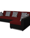 Adorn India Rio Highback L Shape 6 Seater corner Sofa Set (Maroon & Black)
