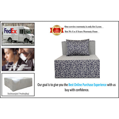 Adorn India Easy Single Seater Sofa Cum Bed Poly Cotton 3'X6' (Blue and Grey)