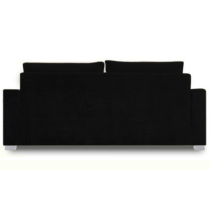 Adorn India Straight line 3 Seater Sofa(Black)