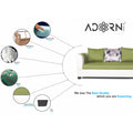 Adorn India Aliana L Shape Leatherette Fabric 6 Seater Sofa Set RHS (Green & White) (3 Year Warranty)