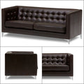 Adorn India Exclusive Cosmos Leatherette Three Seater Sofa (Brown)