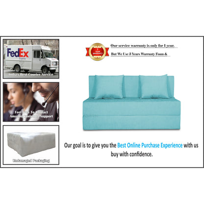 Adorn India Easy Two Seater Sofa Cum Bed Alyn 4'x 6' (Aqua Blue)