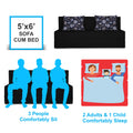 Adorn India Easy 3 Seater Sofa Cum Bed Floral '5 x 6' (Black)(1 Year Warranty)