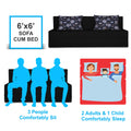 Adorn India Easy Three Seater Sofa Cum Bed Floral '6 x 6' (Black)(1 Year Warranty)