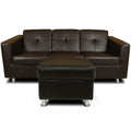 Adorn India Orchid Modular Sofa Set Leatherette (Black)