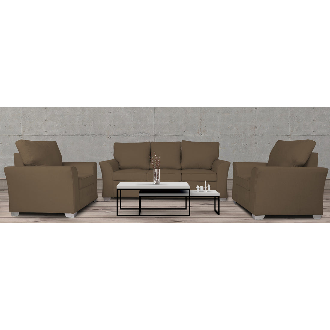 Adorn India Alexia 3+1+1 Sofa Set(Camel)