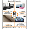 Adorn India Polar Black Metal Three Seater Sofa Cum Bed with Storage (6 x 5) (Blue)