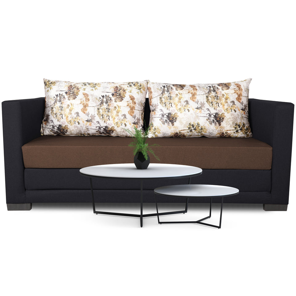 3 Seater Sofa Cum Bed Exclusive Two Tone Straight Line (Brown & Black)