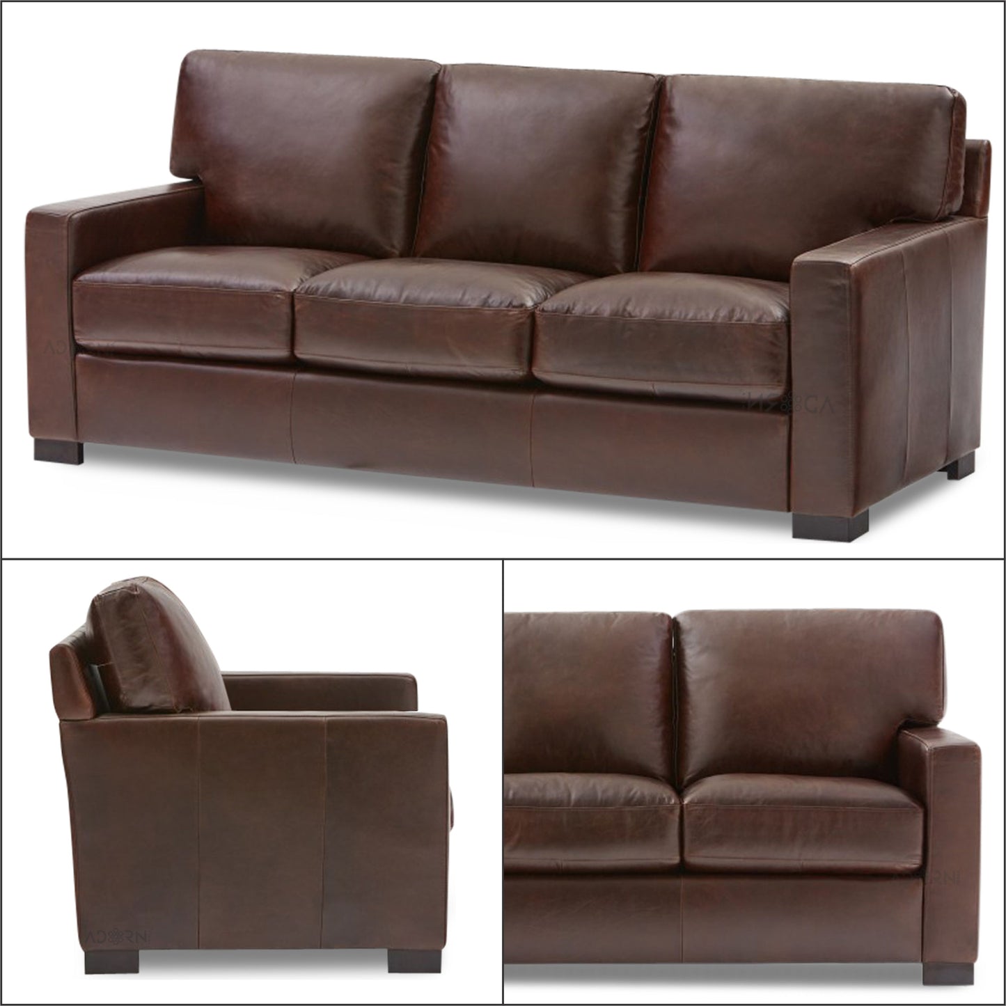 Adorn India Exclusive Rosina Leatherette Three Seater Sofa (Light Brown)