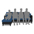 Adorn India Denver L Shape 5 Seater Sofa Set LHS (Blue & Black) (3 Year Warranty)