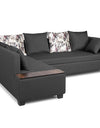 Adorn India Mclain L Shape 6 Seater Sofa (Left Side Handle)(Dark Grey)