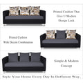 Adorn India Exclusive Two Tone Alita Compact 3-1-1 Sofa Set (Dark Grey & Black), Wood, Foam
