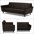 Adorn India Exclusive Alexus Leaterette Three Seater Sofa (Brown)