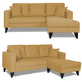 Adorn India Martin L Shape Right Hand Side Sofa Set Plain (Beige) 4 Seater (3 Year Warranty)