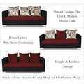 Adorn India Exclusive Two Tone Alita Compact 3-1-1 Sofa Set (Maroon & Black), Wood, Foam