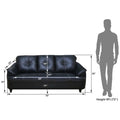 Adorn India Webster Leatherette Three Seater Sofa (Black)