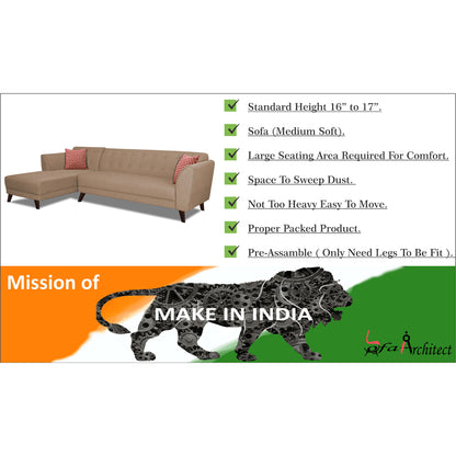 Adorn India Leaf 6 Seater Corner Sofa Left Hand Side (Beige)