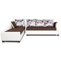 Aliana L Shape Leatherette Fabric 6 Seater Sofa Set LHS (Brown & White)