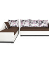 Adorn India Aliana L Shape Leatherette Fabric 6 Seater Sofa (Left Side Handle)(Brown & White)