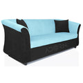 Adorn India Acura 3 Seater Sofa(Light Blue & Black), Wood, Foam